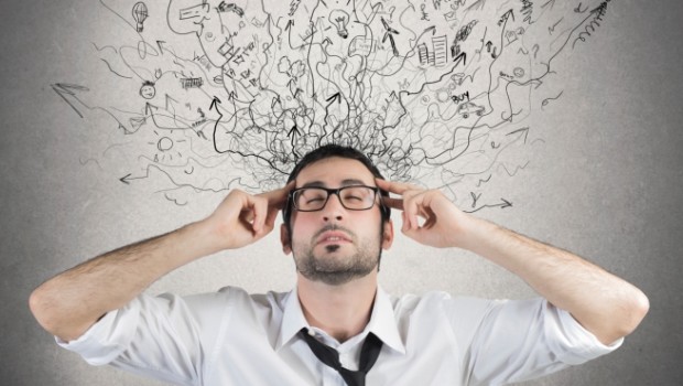 Business Owner Stress graphic above his head