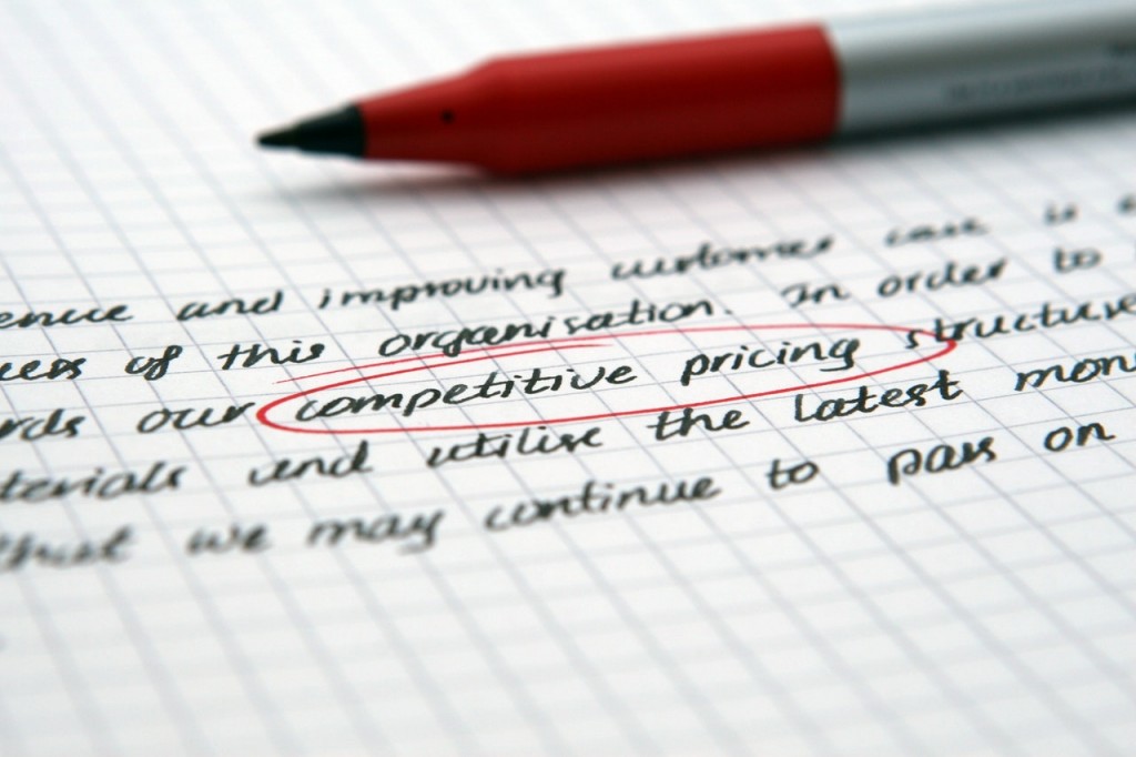 competitive pricing circled with a red pen