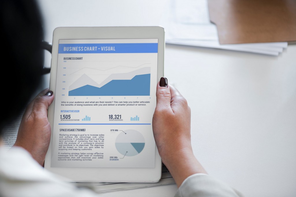 Business growth chart on tablet