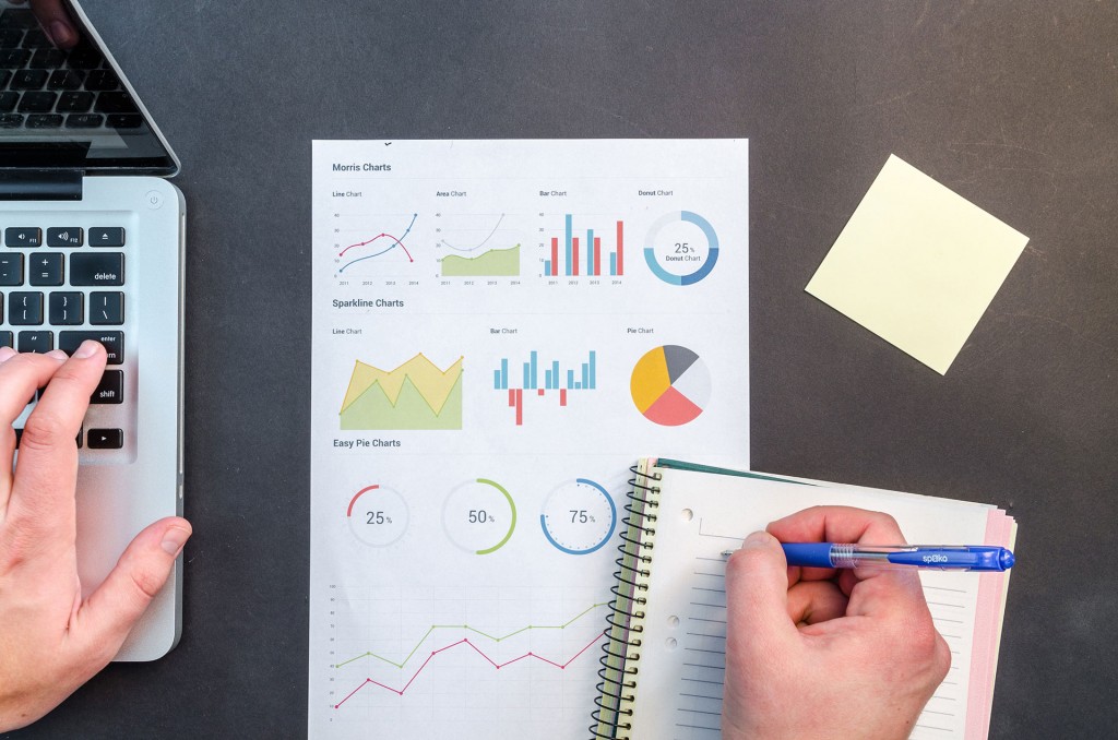 Business Strategy charts and writing on paper