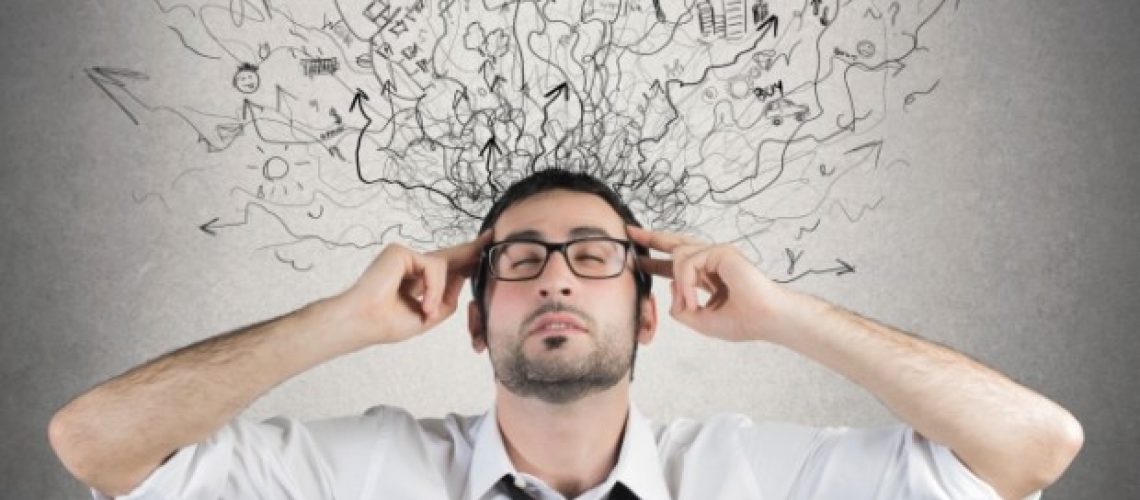 Business Owner Stress graphic above his head